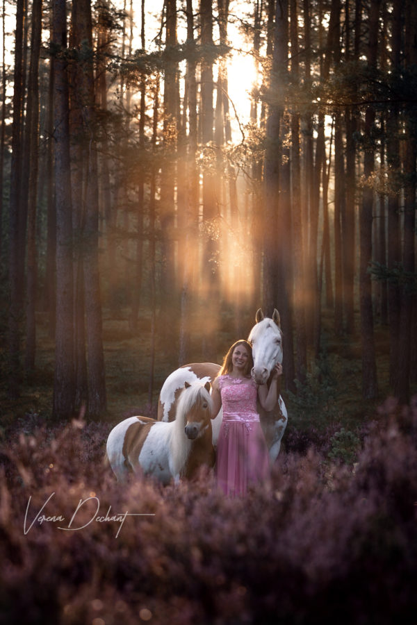 Julia und Ihre Ponys in der Heide Verena Dechant, Pferdefotograf, Landshut, Bayern, Pferd und Mensch, Portrait,